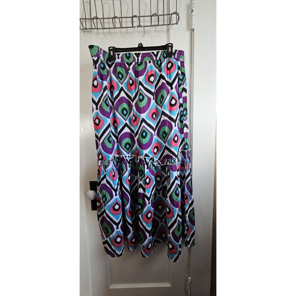 Ashley Stewart Maxi skirt pull on layered 18/20 rayon cotton blend